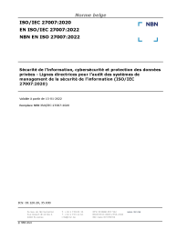 NBN EN ISO/IEC 27007:2022