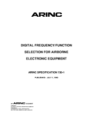 ARINC Specification 720-1:1980
