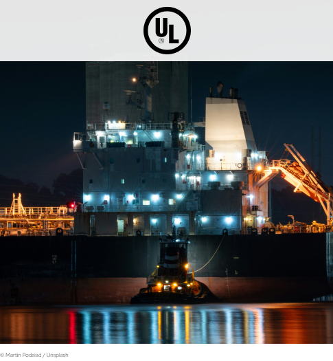 UL's cover picture featuring a port at night