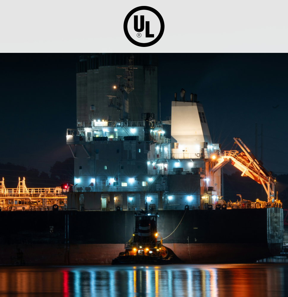 UL's cover picture featuring a port at night